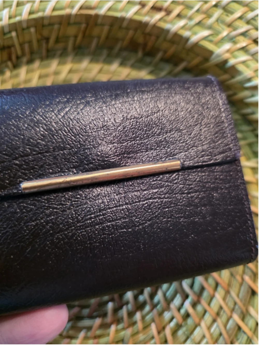 Vintage Wallet Card Case Black Small Cowhide Leather 80s 90s
